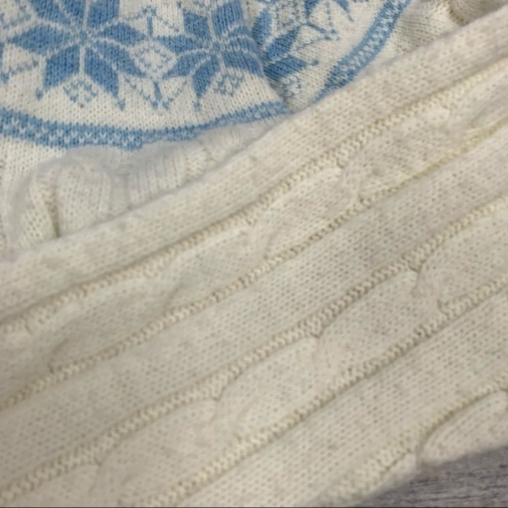 Vintage Wintuk Coastal Cable Knit Cardigan Cream Blue USA Made M - Picture 7 of 9